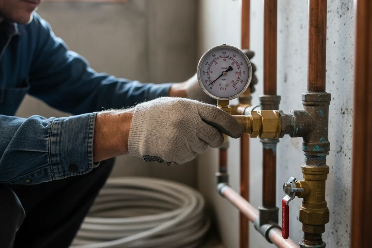 Pressure testing a repaired line during Water Line Repair in Horse Shoe